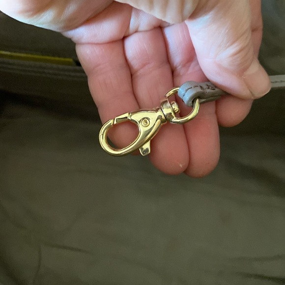 5/$30 Fossil Leather Zippered Gray/Mint/Orange Bag 12"W x 5 1/2"D x 11" T - Picture 8 of 15